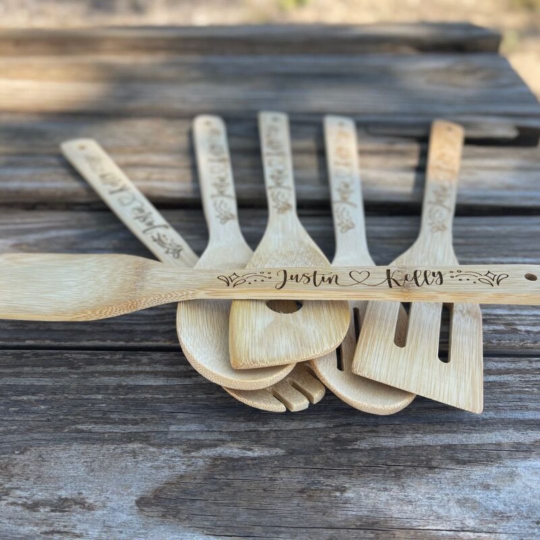 Bamboo spoons with engraving